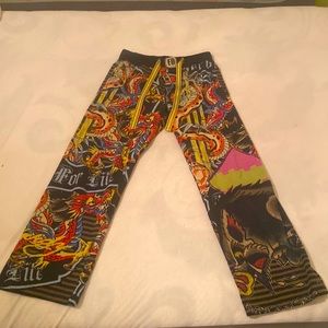 Mens Ed Hardy PJ Bottoms Small Graphic Design / Dragons